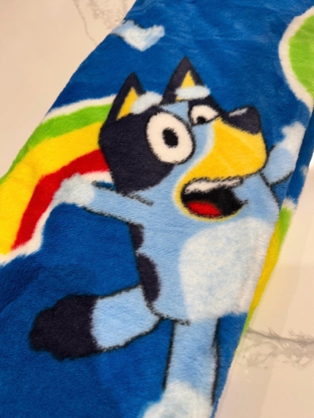 Bluey and Rainbows Blue Soft Blanket NEW